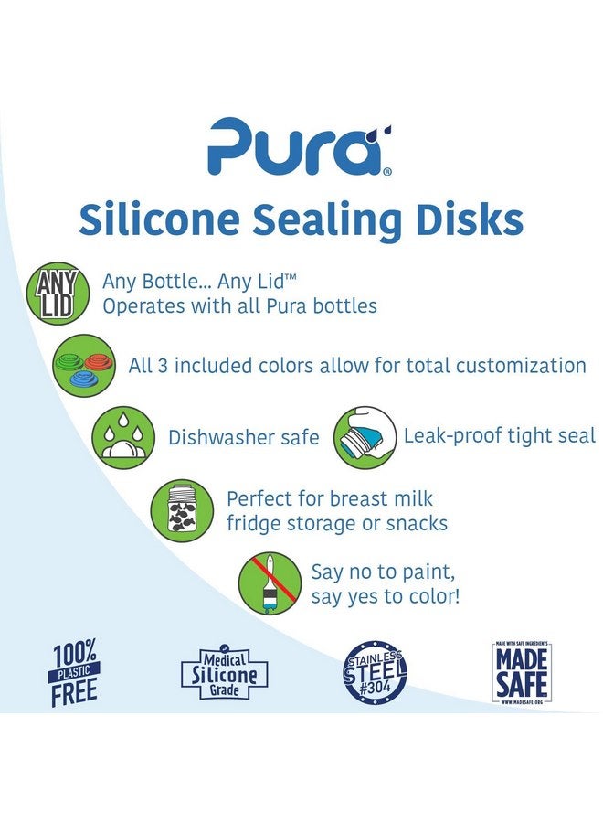 Pura Kiki Bottle Silicone Sealing Disks | Plastic-Free, Medical Grade, Unbreakable, Airtight | Baby Formula Milk, Food Storage, Breastmilk Storage for Travel - Moss & Mint - Image 2