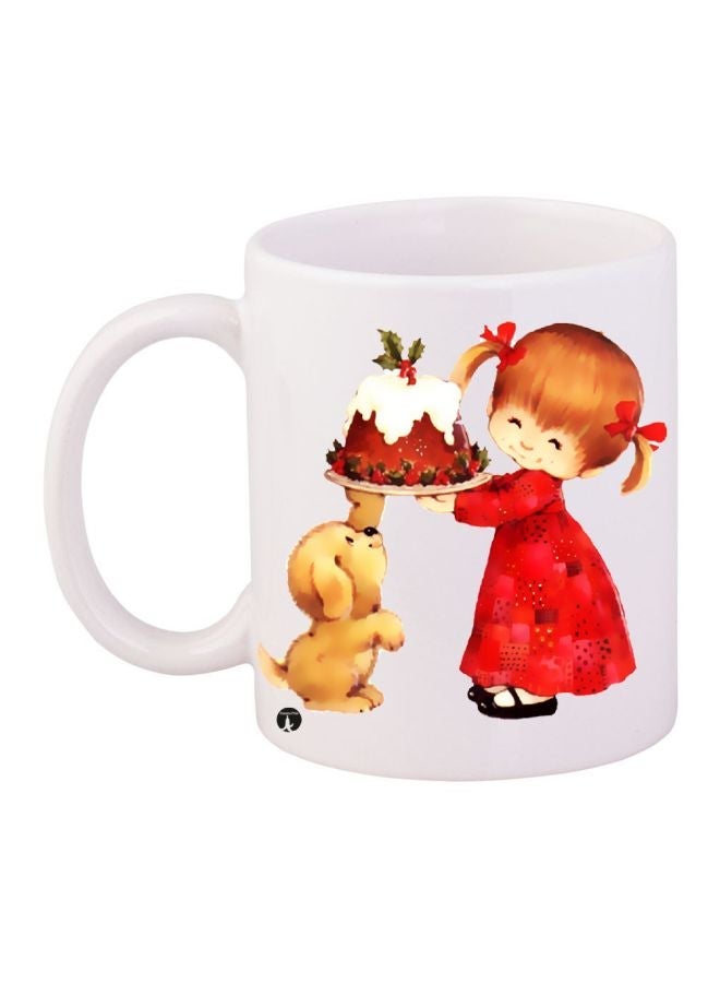 RYN Girl Printed Coffee Mug White/Beige/Red 11ounce