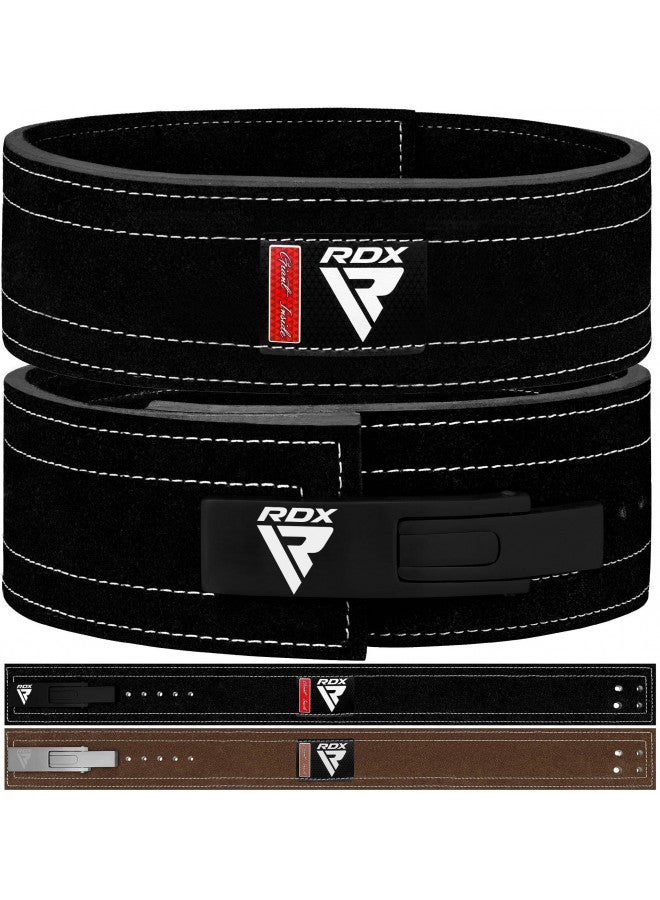Rdx RDX Weight Lifting Belt Powerlifting, Approved By IPL and USPA, 10mm Thick 4" Leather Lumbar Back Support, Lever Buckle Equipment, Bodybuilding Deadlifts Squats Workout Men Women (Black White, Medium) - Image 1