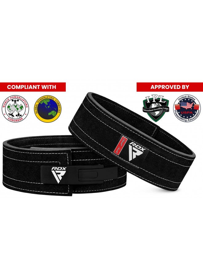 Rdx RDX Weight Lifting Belt Powerlifting, Approved By IPL and USPA, 10mm Thick 4" Leather Lumbar Back Support, Lever Buckle Equipment, Bodybuilding Deadlifts Squats Workout Men Women (Black White, Medium) - Image 2