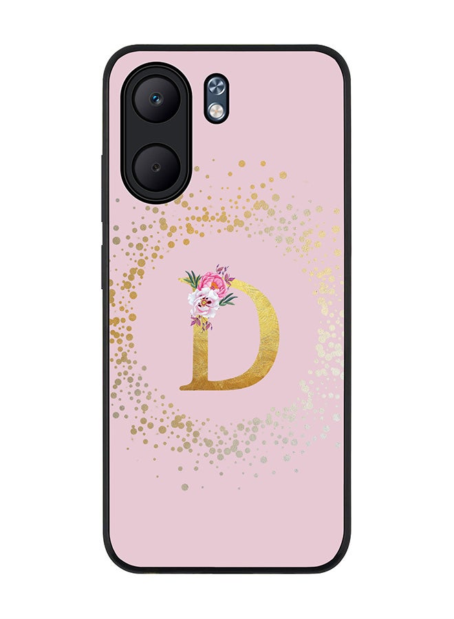 Stylizedd For Oppo A5x 5G / A5x 4G Case,Slim fit Camera Protection, Shockproof Thin Phone cover  - Custom Monogram Floral - D  (Pink )