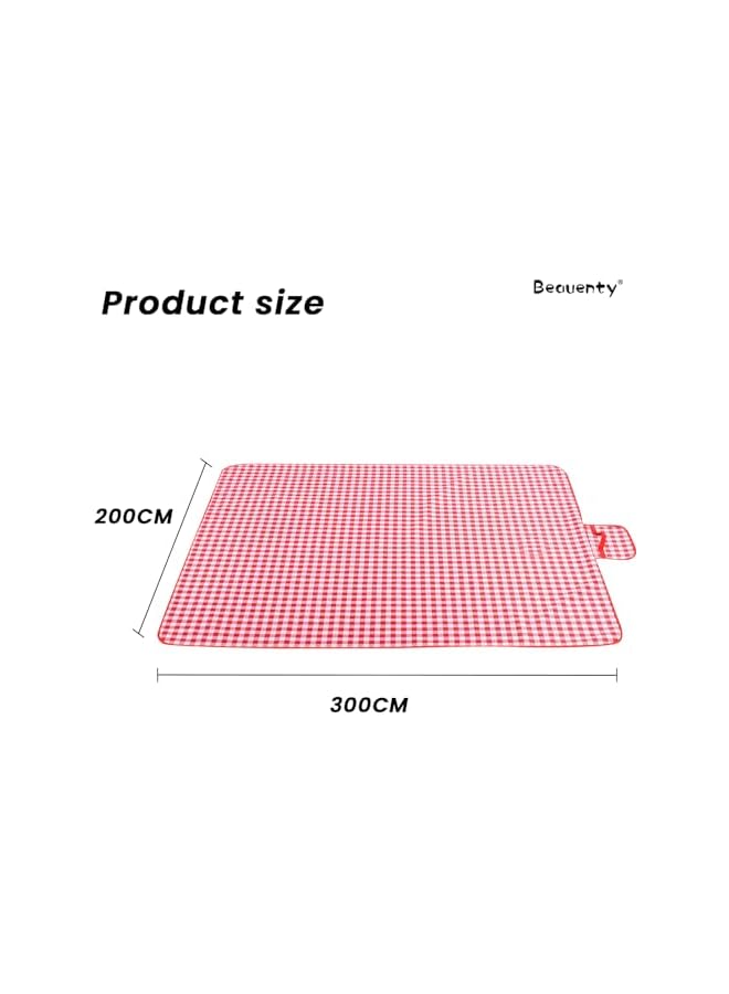 Beauenty Extra Large 200×300cm Picnic Mat, Waterproof Camping Mat Fit for 6-8 People, Portable Picnic Blankets for Picnic, Camping, Outdoor, Beach (Red) - Image 3