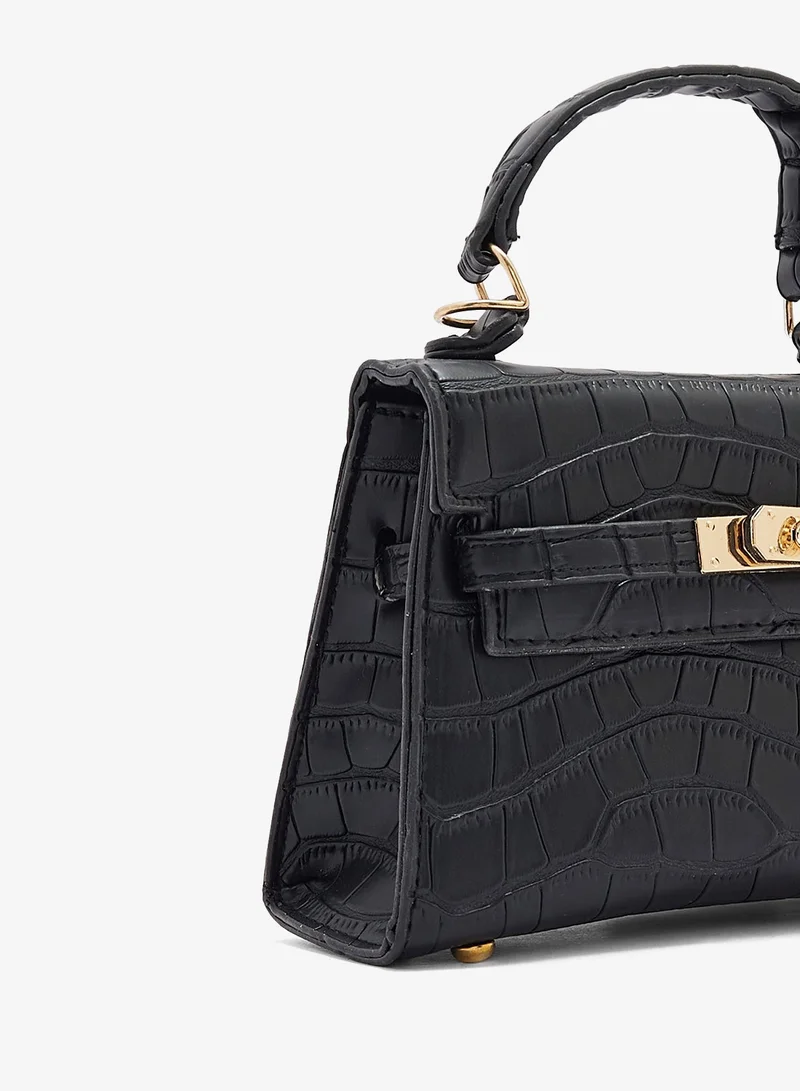 Ella Black Croc Small Handbag for Women | Best Price UAE