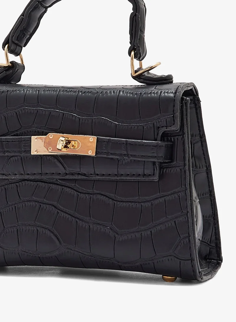 Ella Black Croc Small Handbag for Women | Best Price UAE