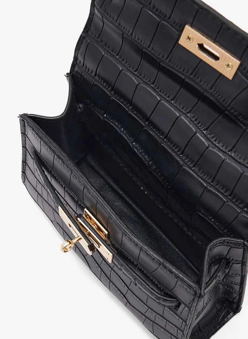 Ella Black Croc Small Handbag for Women | Best Price UAE