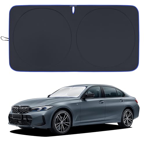 MORNYRAY Car Windshield Sun ShadeReflector Sunshade Offers Ultimate Protection for Car InteriorCool Reflective Sun BlockerFoldable Car Interior Accessories Black Medium64x32 inches - Image 1