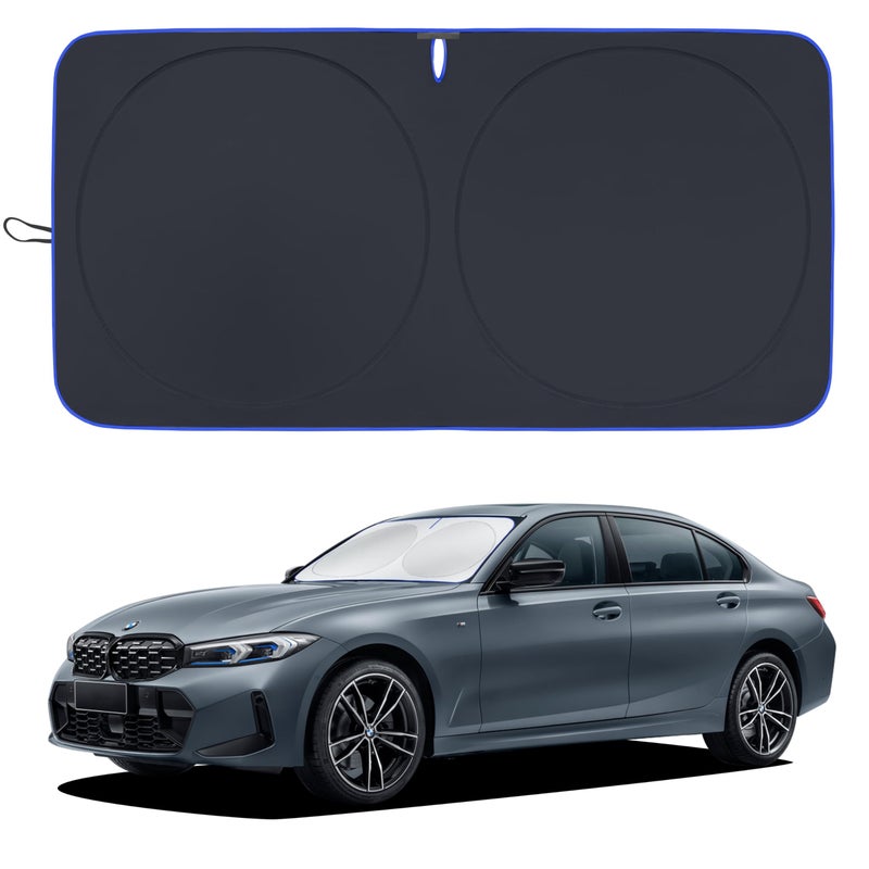 MORNYRAY Car Windshield Sun ShadeReflector Sunshade Offers Ultimate Protection for Car InteriorCool Reflective Sun BlockerFoldable Car Interior Accessories Black Medium64x32 inches - Image 3