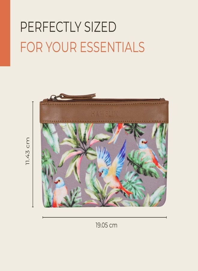 Hamelin Multi Purpose Pouch for Men & Women | Stationary Makeup Medicine Essentials Pouch Travel Organizer | Vegan Leather Purse | Coral & Lilac Flutter | Pack of 2| Ideal Women's Gift - Image 2