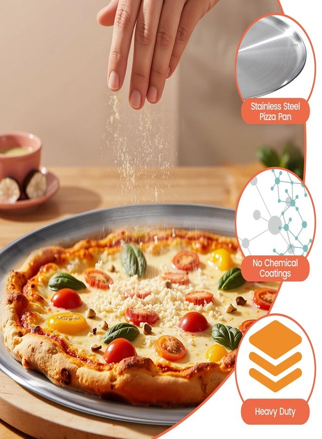 NRAMOOS 17.75 inch Stainless Steel Pizza Pan, Large Round Pizza Pan Tray Easy Clean Tray for Oven - Image 2