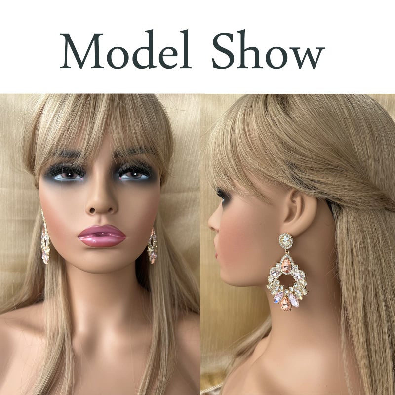 VANGETIMI Fashion Rhinestone Statement Drop Dangle Zinc Earrings Large Colorful Crystal Chandelier Earrings for Women Bridal Wedding Party Prom - Image 5