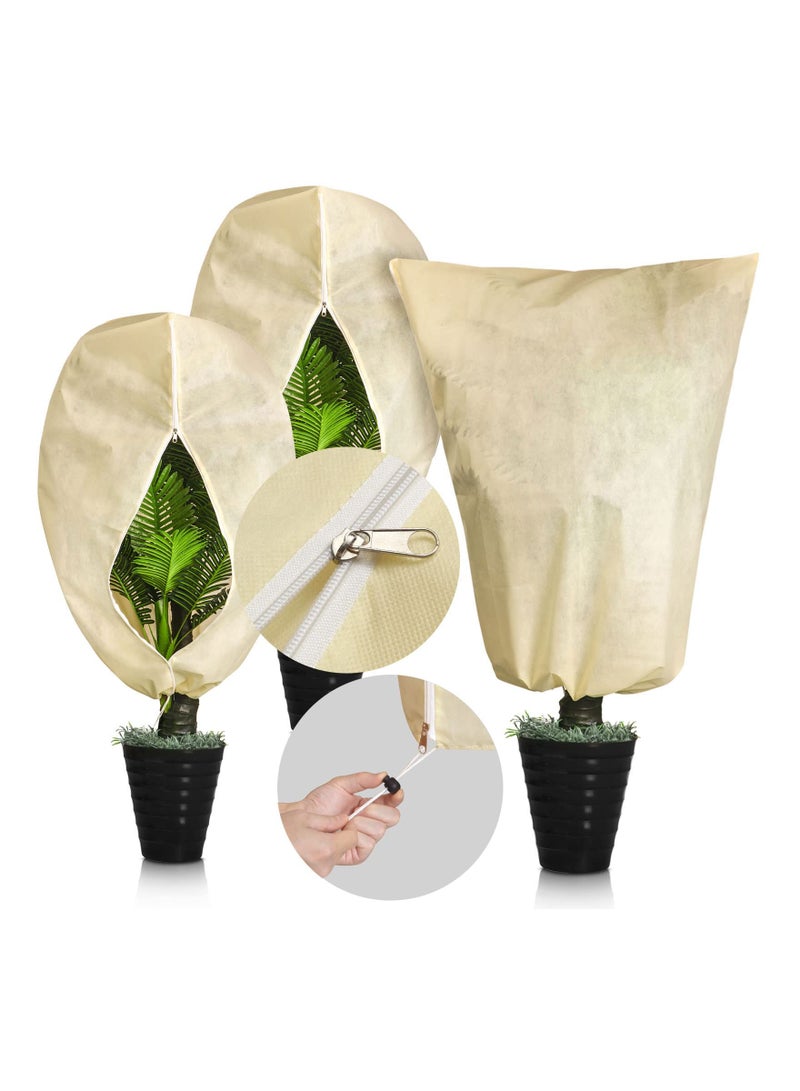 SOLARAE Plant Cover, Thicker Winter Oversize Plant Freeze Protection Drawstring Bags Frost Protection, Garden Shrub Jacket with Zipper for Fruit Trees, Easy Adjustment for Cold Weather(80 x 120 cm, 3 Pack) - Image 1