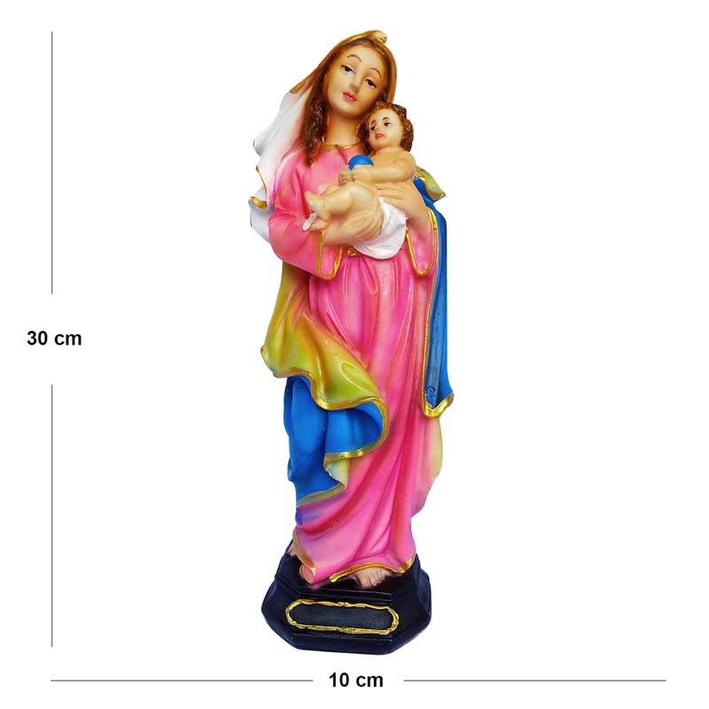 Newven Polymarble Madona Showpiece Idol Christian Statues Mother Mary Catholic Wall Decorative Figurine for Living Room 30 X 10X 8 Cm, Multicolour, 1 Piece - Image 3