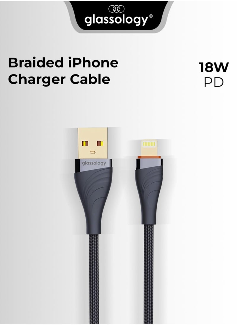 glassology Braided iPhone Charger Cable 1 Meter USB C to Lightning Cable Fast Charging Braided Cord 18W Fast PD Charge for iPhone 14/14 Pro/14 Plus/14 Pro Max, ipad Pro, iPhone 8-13 All Series  - Image 1