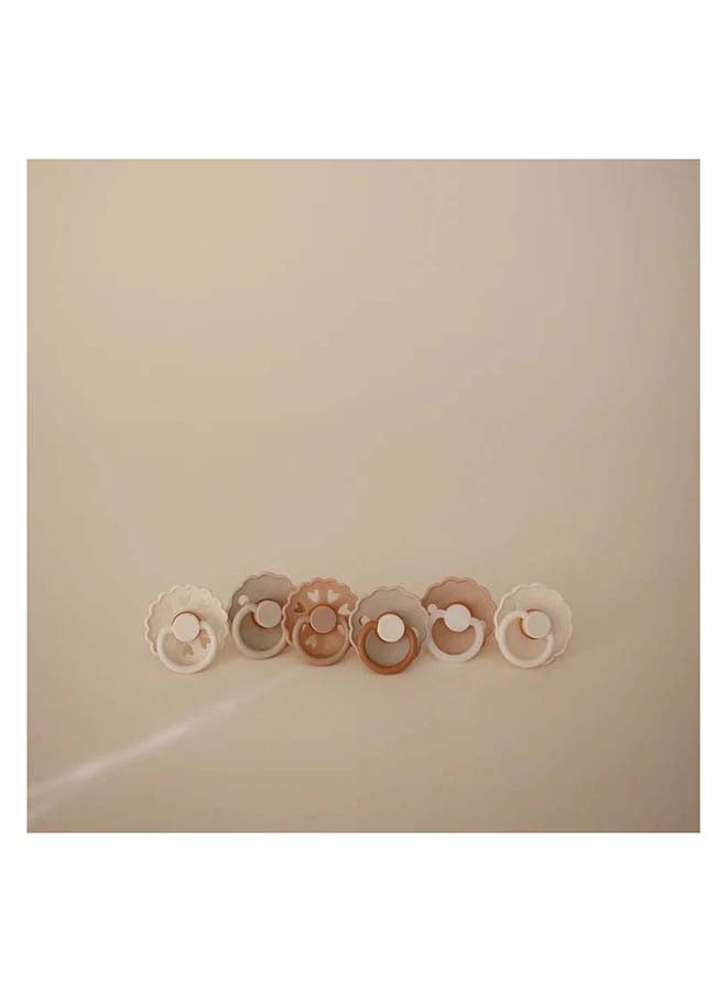 FRIGG Round Silicone Baby Pacifier 0-6M 6-Pack Cinnamon Charm - Size 1 - Image 3