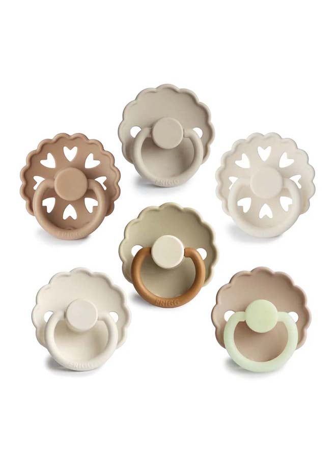 FRIGG Round Silicone Baby Pacifier 0-6M 6-Pack Cinnamon Charm - Size 1 - Image 2