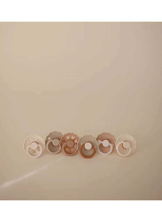 FRIGG Round Silicone Baby Pacifier 0-6M 6-Pack Cinnamon Charm - Size 1 - Image 3