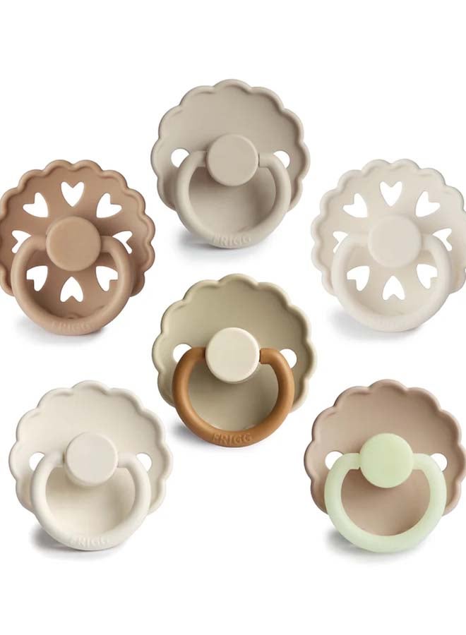 FRIGG Round Silicone Baby Pacifier 0-6M 6-Pack Cinnamon Charm - Size 1 - Image 2