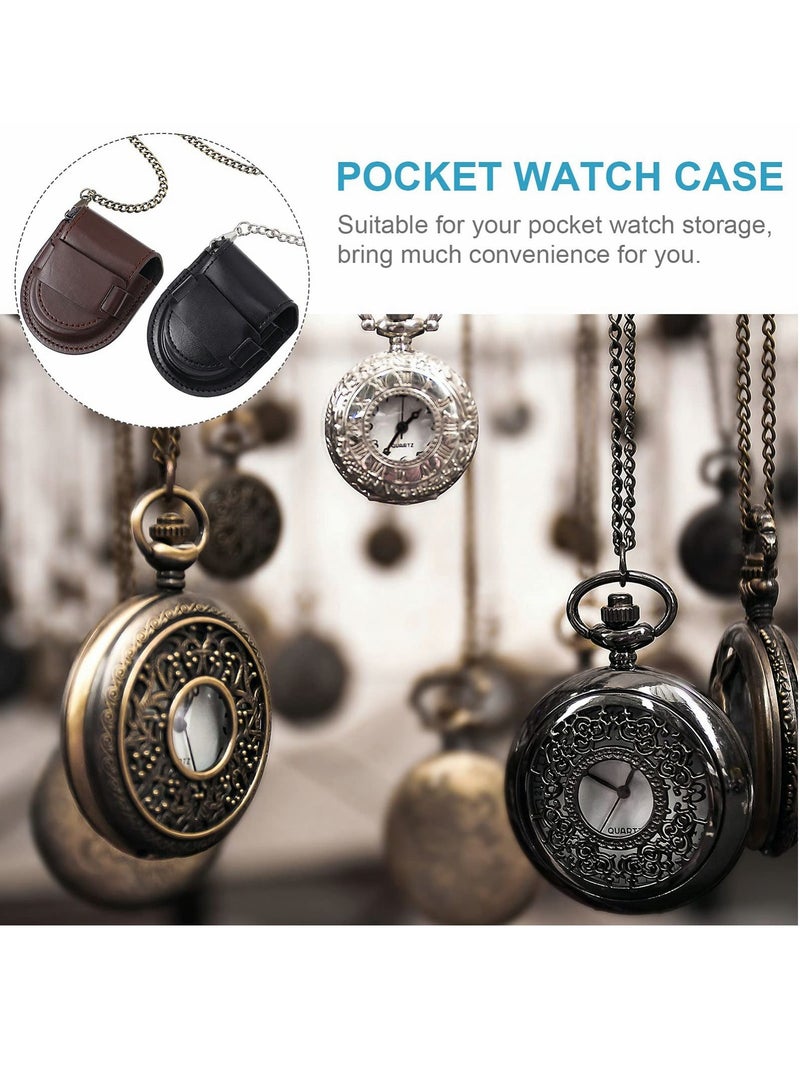 2Pcs Pocket Watch Pouch Leather Case Protector Holder- Waist Bag Storage Accessories - Image 4