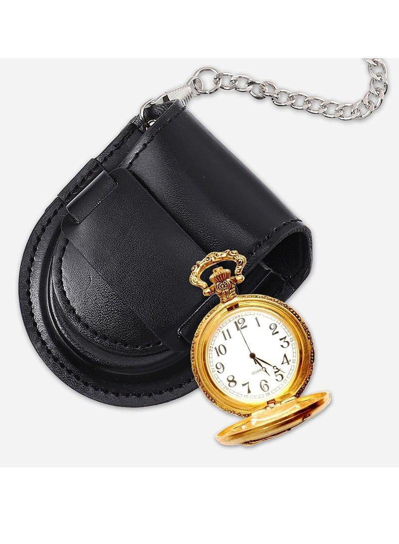 2Pcs Pocket Watch Pouch Leather Case Protector Holder- Waist Bag Storage Accessories - Image 5