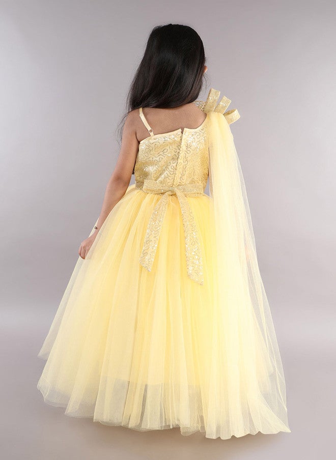 PinkChick Yellow Fit & Flare Maxi Dress for Girls - Image 5