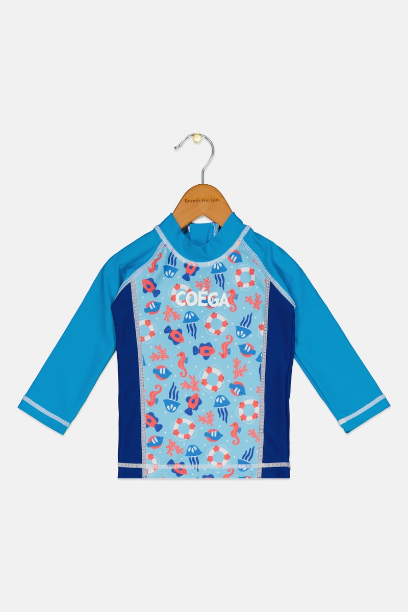 COEGA SUNWEAR Toddlers Girl Graphic Print Rash Guard, Multicolor  - Image 1