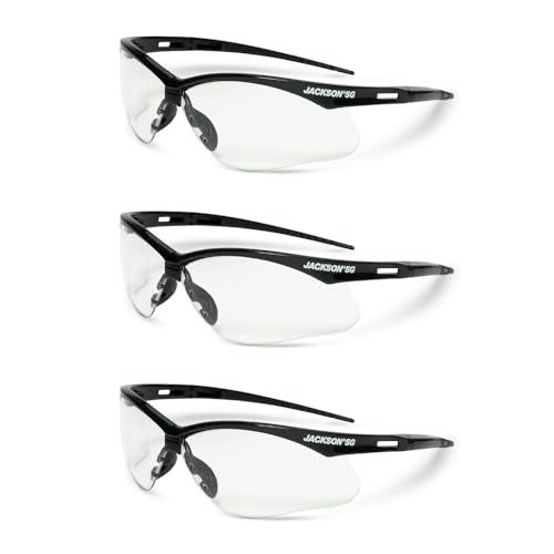 Jackson Safety SG Safety Glasses - Eye Protection for Men & Women - Anti-Scratch Lens with Black Frame - ANSI Z87.1 - Pack of 3 (Multiple Styles) - Image 1