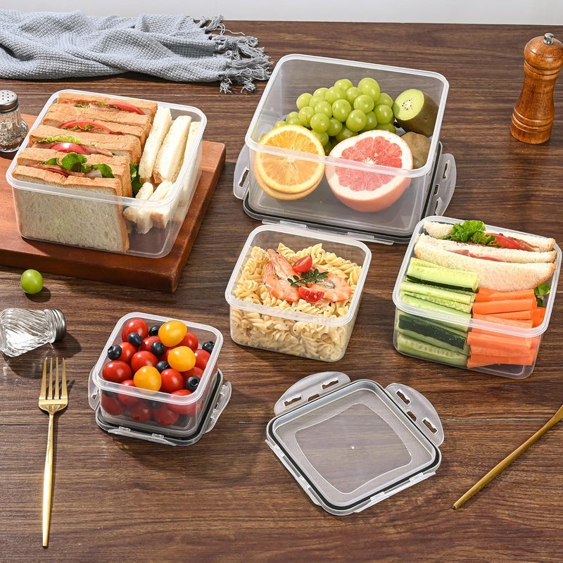 CLWVPCOT 5 Pack Large Food Storage Containers with Leak-Proof Lids, Stackable Kitchen Storage Bowls Sets (14/30/54/80/128 oz), Reusable Meal Prep Plastic Containers, BPA-Free, Dishwasher Safe - Image 2