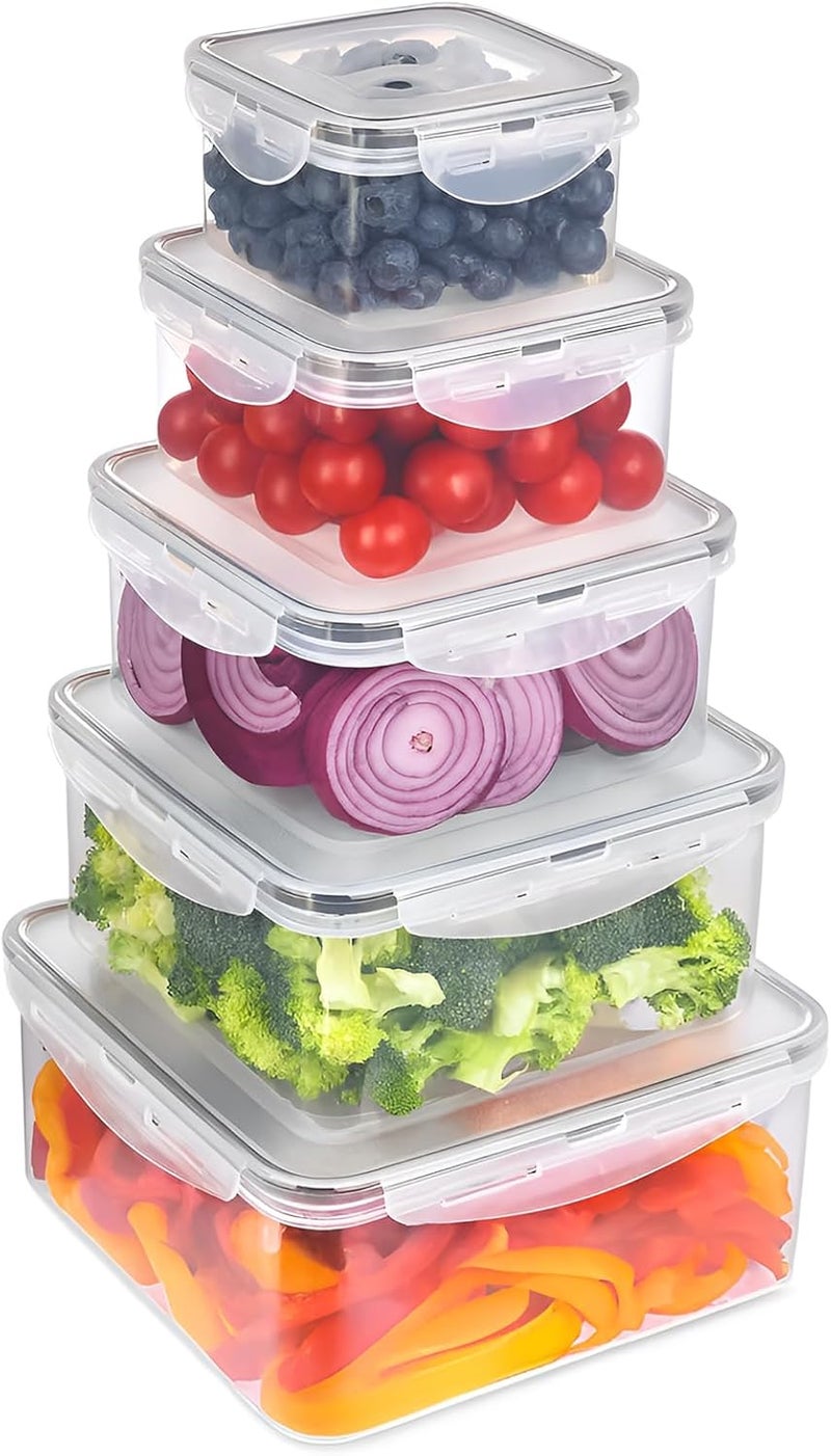 CLWVPCOT 5 Pack Large Food Storage Containers with Leak-Proof Lids, Stackable Kitchen Storage Bowls Sets (14/30/54/80/128 oz), Reusable Meal Prep Plastic Containers, BPA-Free, Dishwasher Safe - Image 1