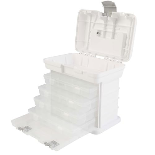Stalwart Portable Tool Box Small Parts Organizer with Drawers and Customizable Compartments for Hardware Fishing Tackle Beads or Crafts by Stalwart White - Image 1