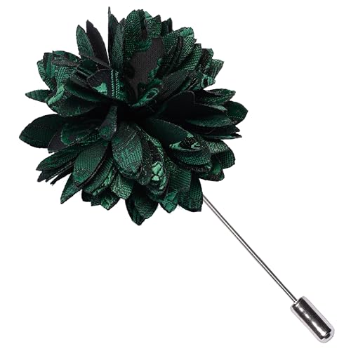 GUSLESON Emerald Green Mens Paisley Wedding Necktie Pocket Square Cufflinks and Lapel Pin Brooch Set (IN6105-53) - Image 5
