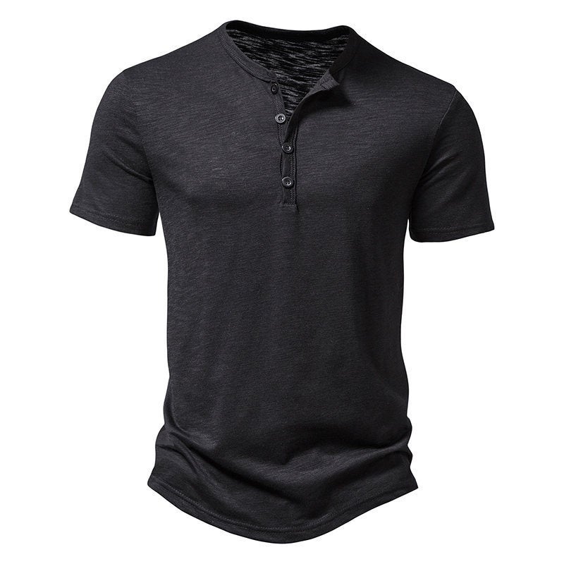New Men'S Short Sleeve T-Shirt Bamboo Cotton Henry Collar Fashion Short Sleeve T-Shirt - Image 4
