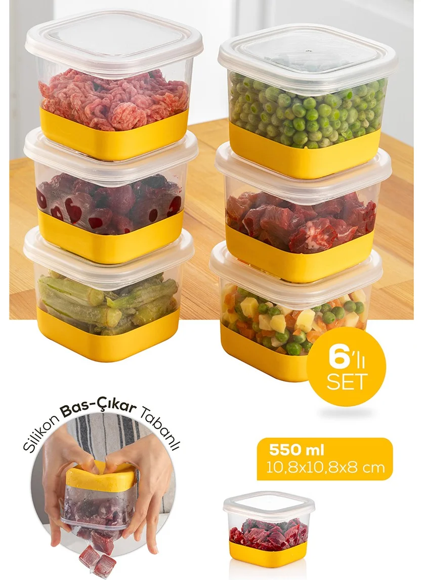 Vienev 6 Piece 550 ml Silicone Based Deep Freezer - Freeze Storage Container Yellow