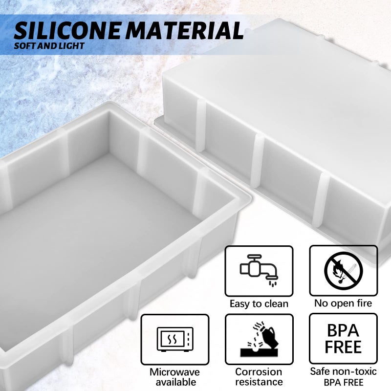 Sakolla 9â€³ Rectangular Silicone Molds for Epoxy Resin, Crystal Deep Casting Epoxy Mold for Flowers Preservation, DIY Artwork, Office Home Decoration - Image 4