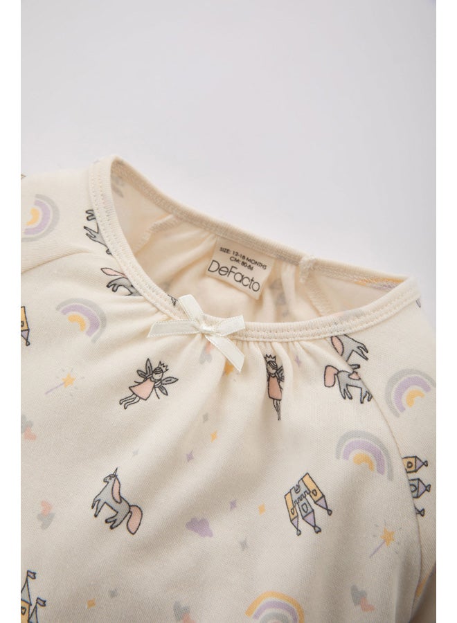 DeFacto Babygirl Regular Fit Crew Neck Long Sleeve Knitted Pyjamas - 2 Pieces  - Image 4