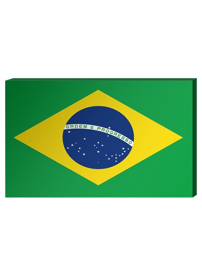 RYN لوحة ديكور جدارية علم البرازيل بإطار داخلي أخضر/أصفر/أزرق 40 × 60 سنتيمتر - Image 2