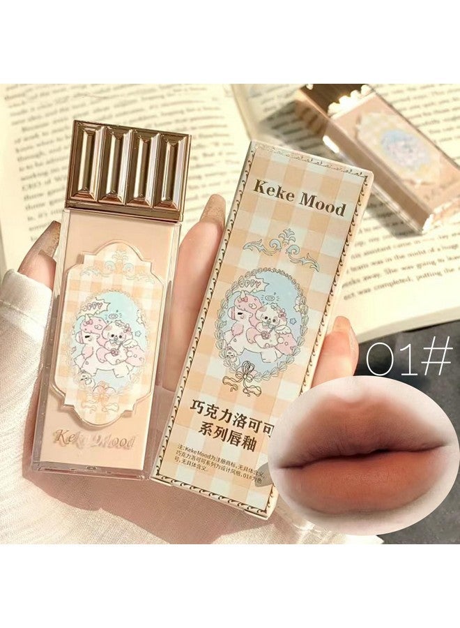 Domality 3Pcs Matte Nude Lip Gloss Set, 3 Colors Silky Velvet Lipstick with Cute Chocolate Shape Package, Non-stick Cup Long Lasting Waterproof Lip Stain Lip Tint, Daily Professional Lip Makeup - Image 3