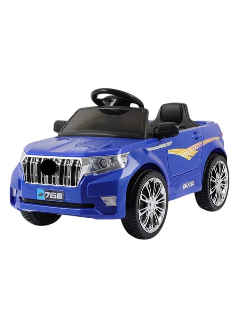 Cute ninos 6V Blue Electric Kids Ride On Car - Unique Design with Music, Light, Early Learning, USB/MP3 Ports 