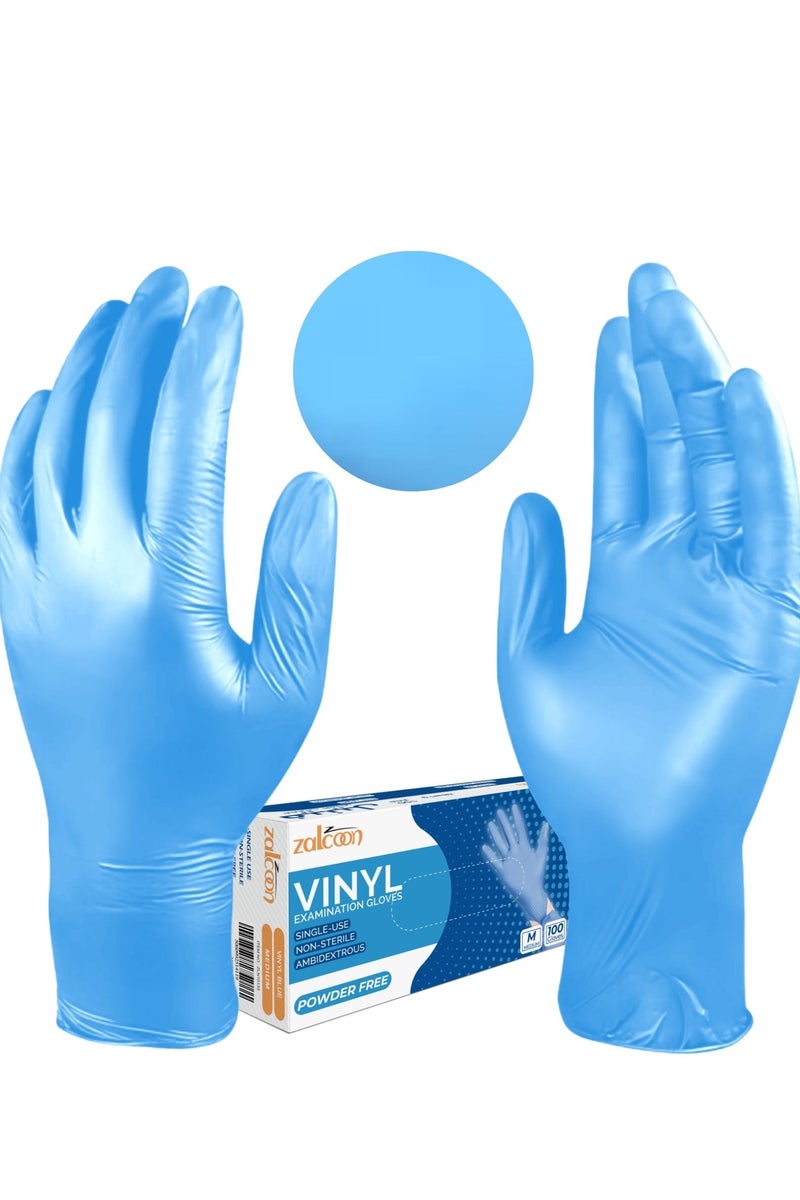 Zalcoon Blue disposable Gloves, 4.5g latex free Powder Free Gloves for light use, Home, Cleaning, Food Prep, Food safe and Non-Sterile Small (S) (1 Pack x 100 Pieces) - Image 1