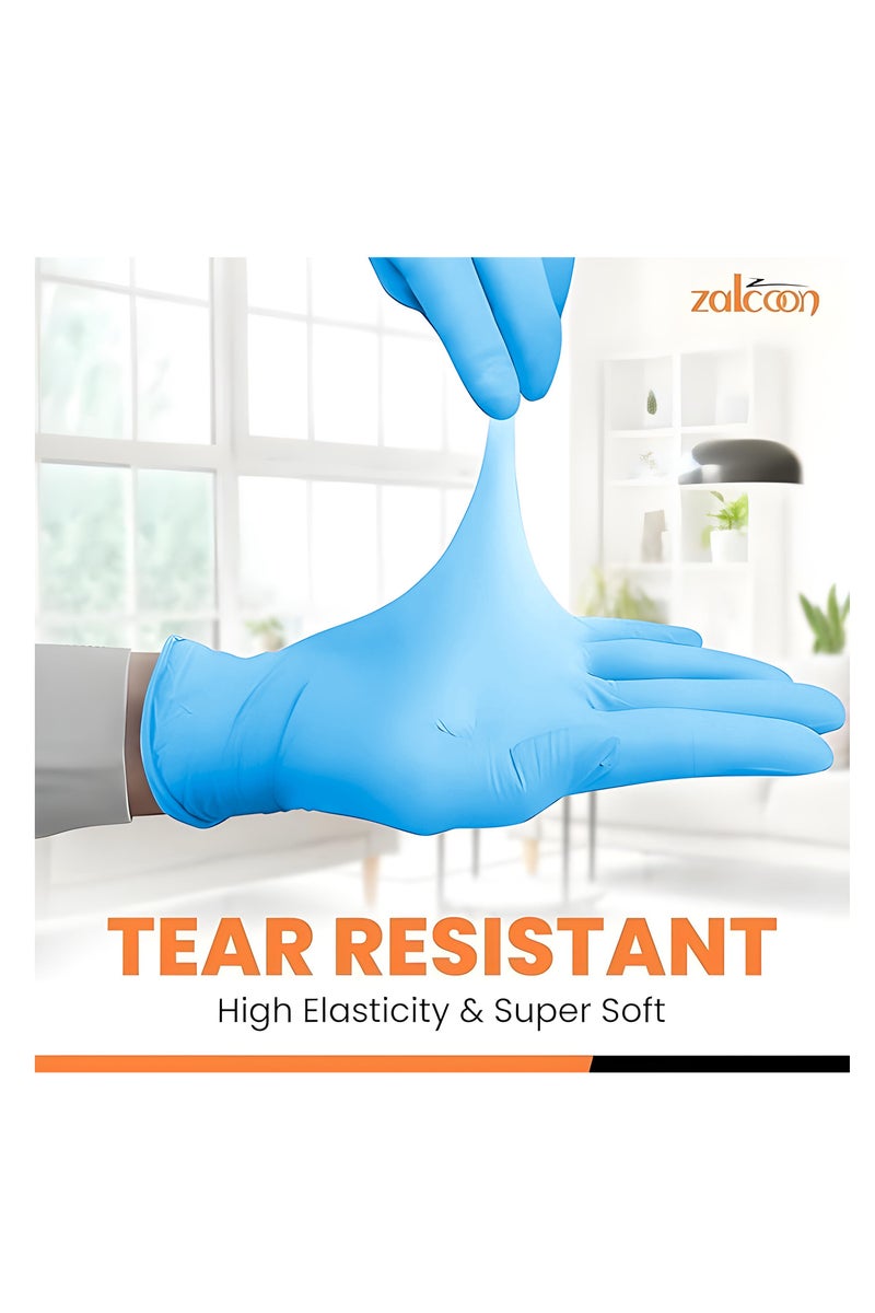 Zalcoon Blue disposable Gloves, 4.5g latex free Powder Free Gloves for light use, Home, Cleaning, Food Prep, Food safe and Non-Sterile Small (S) (1 Pack x 100 Pieces) - Image 4