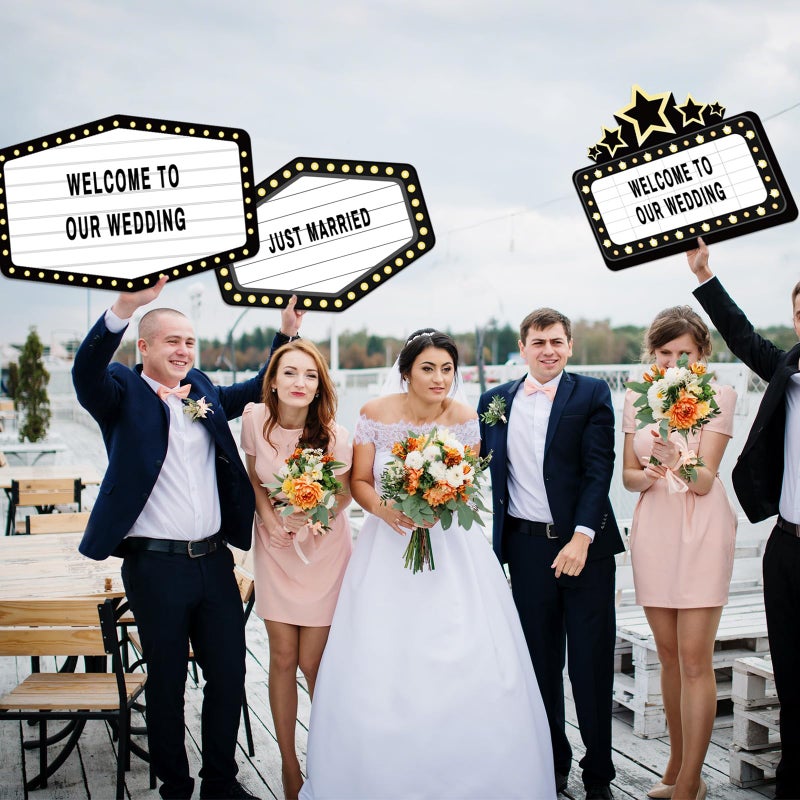 Feifeiya 6 Pack Wedding Bottle Service Sign with Letters Sticker 17.72'' x 12.8'' Entrance Props Bridal Party Nightclub Bottle Service Sign with Letters for Nightclub Clubs Weddings Parties(Black) - Image 4