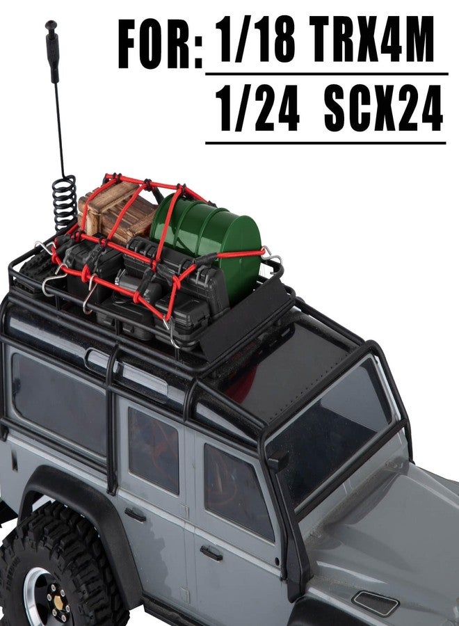 hopsupRC Accessories Simulation Decoration for 1/18 1/24 TRX4M SCX24 RC Crawler,Hydraulic Jack/Oil Drum/Tow Rope/Recovery Board/Wooden Box/Antennas/Mini Luggage/Fire ExtinguisherNet/Toolbox,Black - Image 2