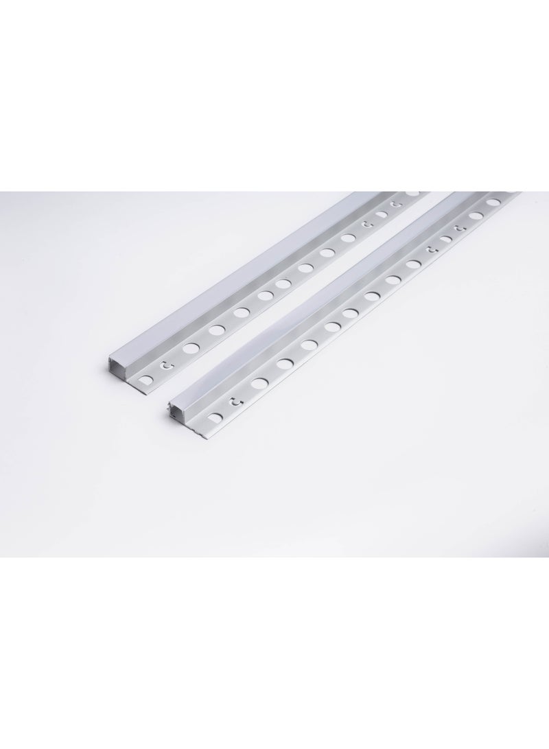 سي دي سي زوايا زينة المونيوم نعلة LED مخفية لون فضي مطفي، الطول: 2.5 متر الارتفاع: 13 ملم - Image 1