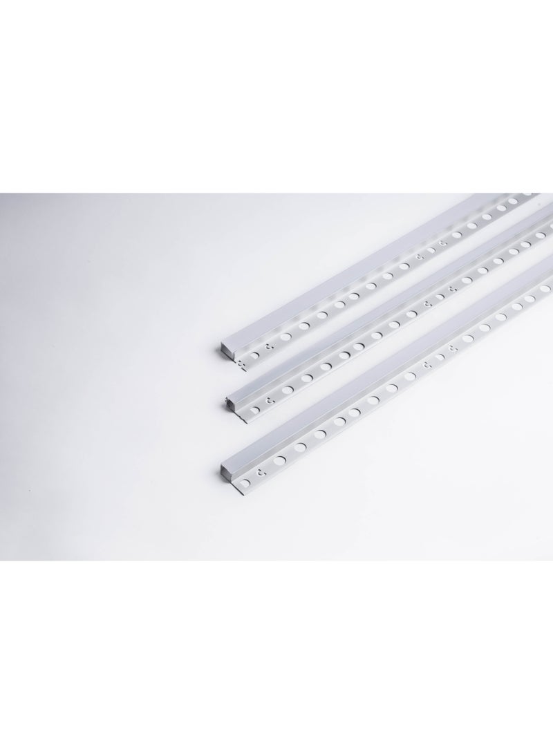 سي دي سي زوايا زينة المونيوم نعلة LED مخفية لون فضي مطفي، الطول: 2.5 متر الارتفاع: 13 ملم - Image 2