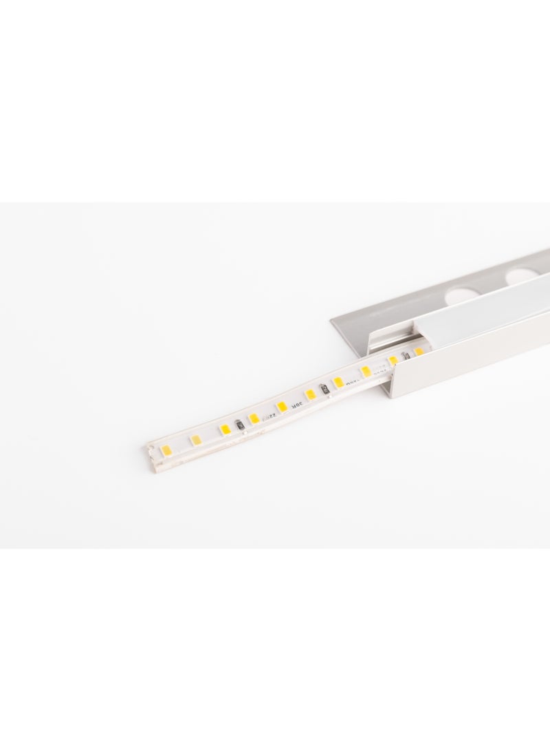 سي دي سي زوايا زينة المونيوم نعلة LED مخفية لون فضي مطفي، الطول: 2.5 متر الارتفاع: 13 ملم - Image 3