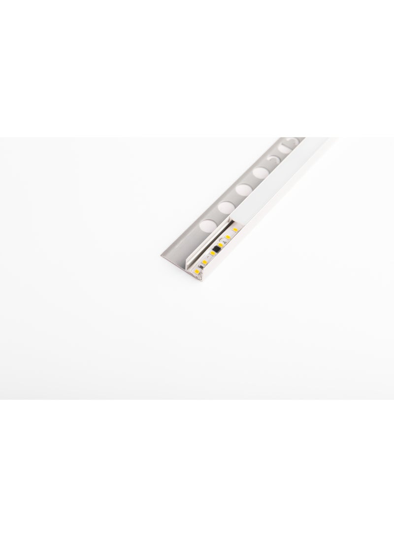 سي دي سي زوايا زينة المونيوم نعلة LED مخفية لون فضي مطفي، الطول: 2.5 متر الارتفاع: 13 ملم - Image 4