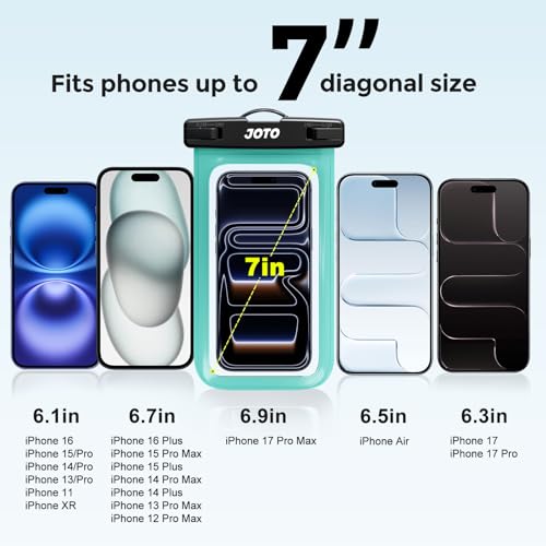 JOTO 2 Pack Waterproof Phone Pouch Case Up to 7", IPX8 Underwater Phone Case Cellphone Dry Bag for iPhone 17/Air 16 15 14 13 12 Pro Max Xs Max XR X 8 7 6S Plus SE/Galaxy S24 S23 S22 -Green - Image 4