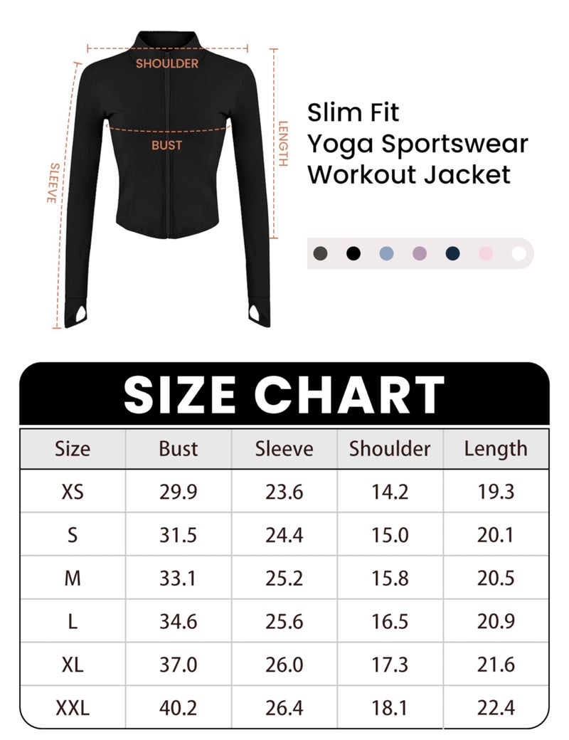 Tanming Women's Full Zip Seamless Workout Jacket Running Yoga Slim Fit Track Jacket (Black-S) - Image 2