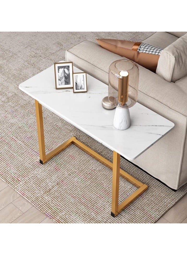 LINGWEI Modern Marble Top Sofa Side Table Coffee Table, Bedside End Table - Image 1
