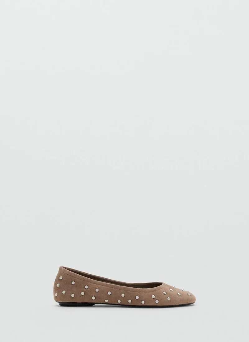 MANGO Studded leather ballet flats