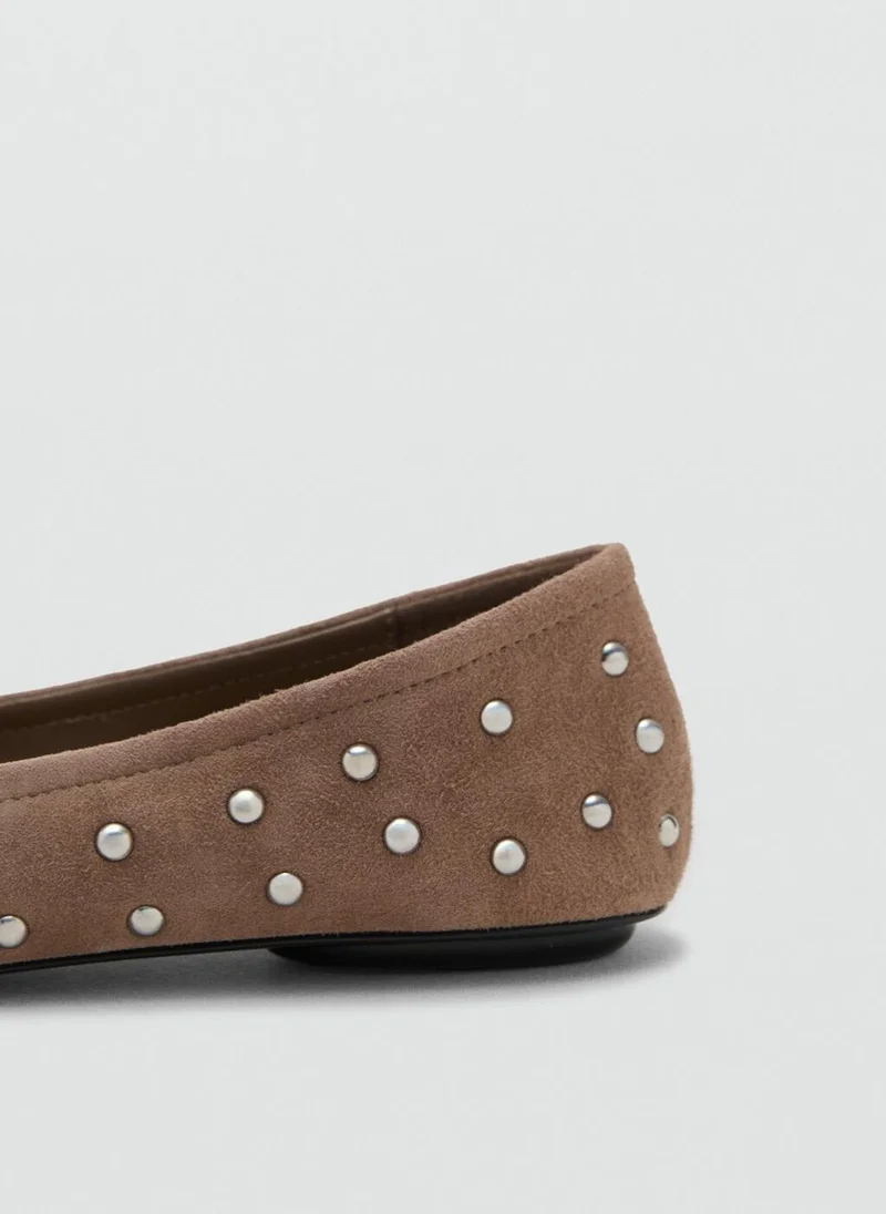 MANGO Studded leather ballet flats